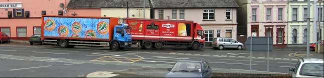Two badly parked lorries