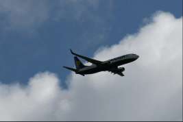 An airliner over the valley