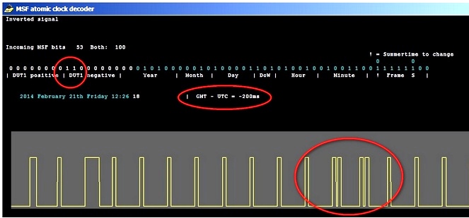 Output of my atomic clock program