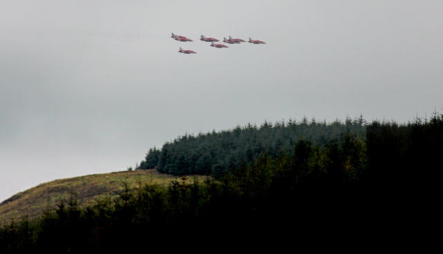 The Red Arrows skimming Benevenagh forest