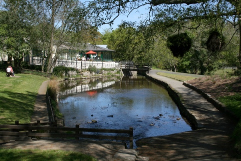 The view from the car park onto the lake in the Roe Valley Country Park